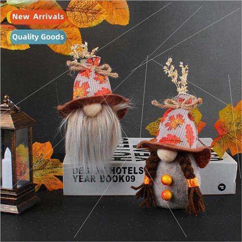 New Harvest  Faceless Old Man Headed Wheat Doll Thanksgiving