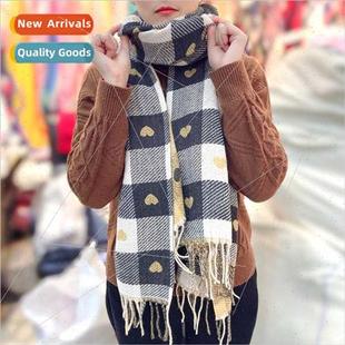 faux cashmere love scarf plaid female sided Winter double