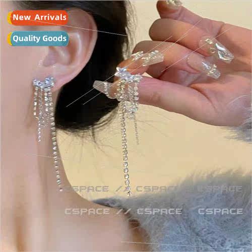 Star earrings pentagram zirconia earrings flash diamond tass