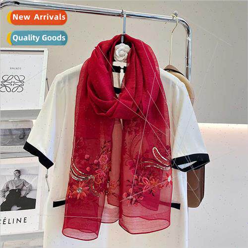 2023 Women lk Elegant Vintage Ins lk nker Long Scarf  But Ti