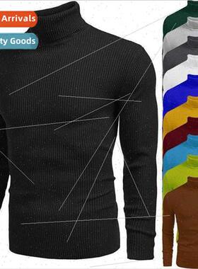 2022 fall winter men striped fashion turtleneck sweater men