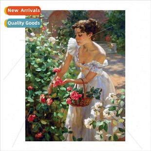 Embroidery Beauty Picking Handmade Cross Full Flowers mple