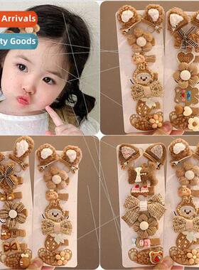 Baby baby milk curry cat ears hair clips girls cute super cu