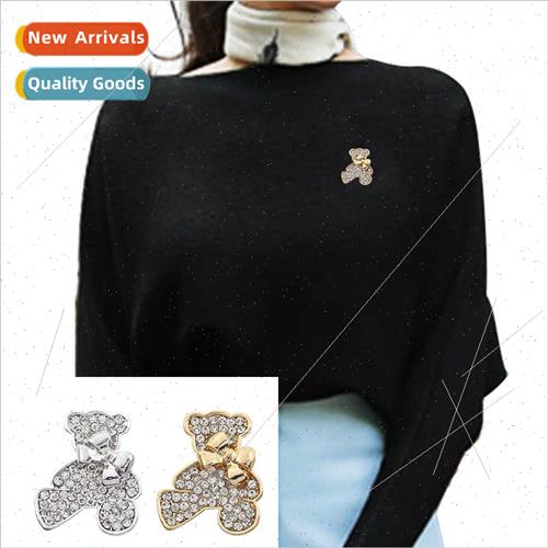 New full diamonds can love to wear bow bear brooch high-grad