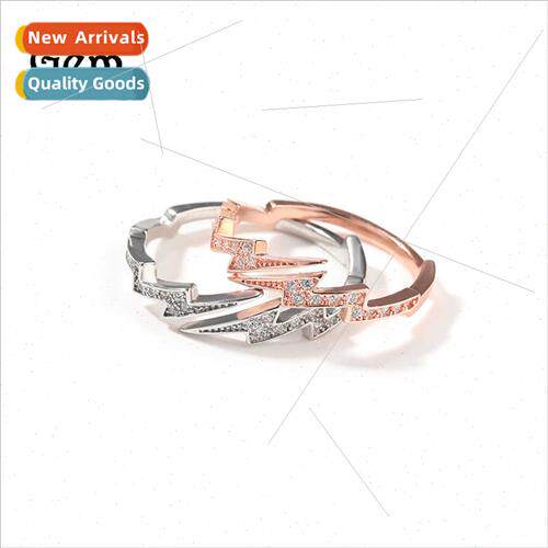 Hip Hop New ghtning Diamond Ring Creative Copper Zirconia Ro