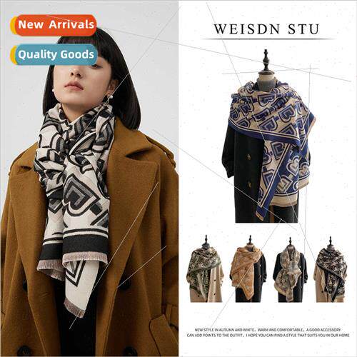 Autumn winter warm faux cashmere scarf shawl thickened dual-