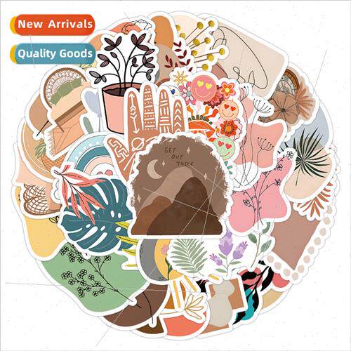 50 bohemian aesthetic cartoon stickers decorative water cups