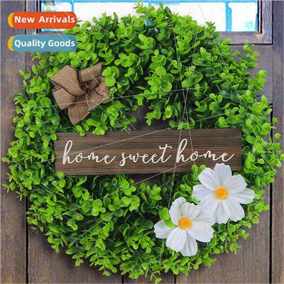Whe Flower Eucalyptus Wreath Plant Rustic Door Hanging Decor