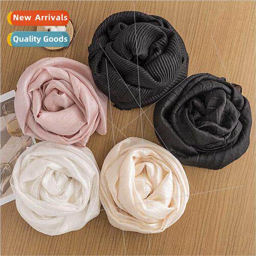 2023 Spring Autumn new pleated wrinkled solid color scarf fa