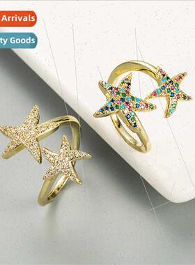 2021 Europe personalized counting  size starfish open ring c