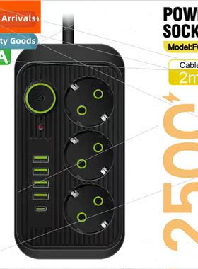 EU Plug AC Outlets Multap Socket Extension Cord Electrical