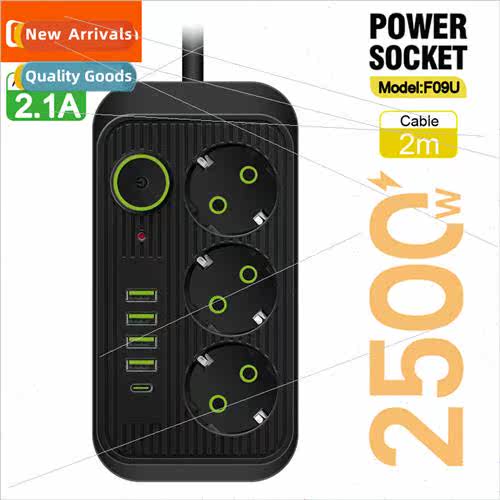 EU Plug AC Outlets Multap Socket Extension Cord Electrical