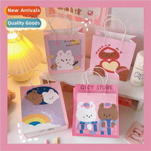 Cute ins simple cartoon Korean girl paper bag handheld shopp