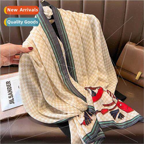 French floral fashion bag small plaid cotton scarf versatile