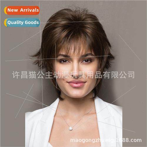 Europe fashion fluffy oblique bangs to repair face short hai