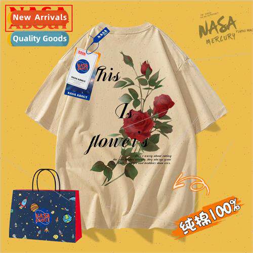 rose letters cotton tide heavy summer short-sleeved American