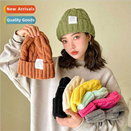 new twist kn hat female coarse kn wool cap autumn winter ver