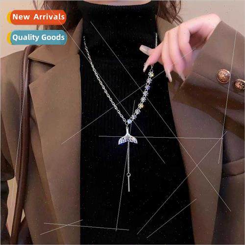 Exquise full diamond zirconia fishtail long sweater chain fe