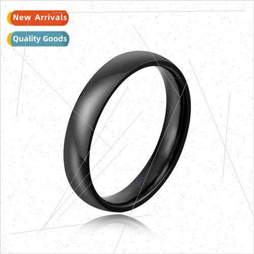 Europe black glossy ring tanium steel aperture ring men wome