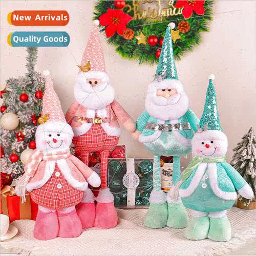Blue pink retractable doll Santa Claus snowman standing pose