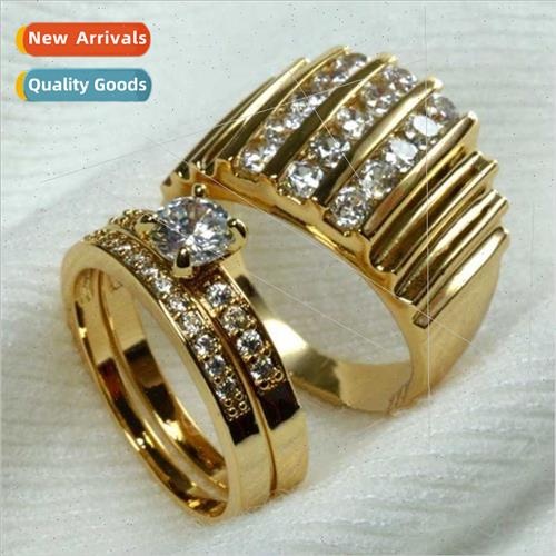 Dadu Gold Men Women Couple Rings Europe Setting Zirconia Rin