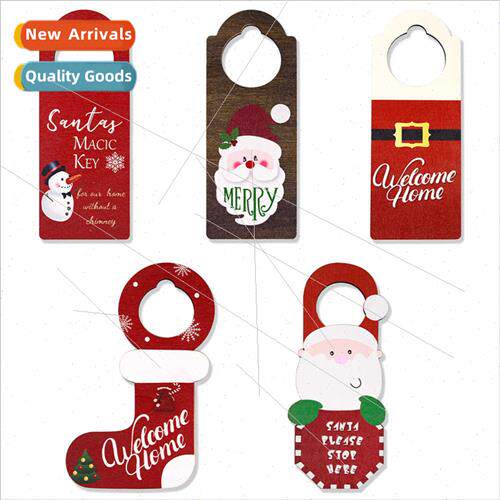 Christmas decorations wooden door hanging Santa Claus snowma
