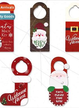 Christmas decorations wooden door hanging Santa Claus snowma