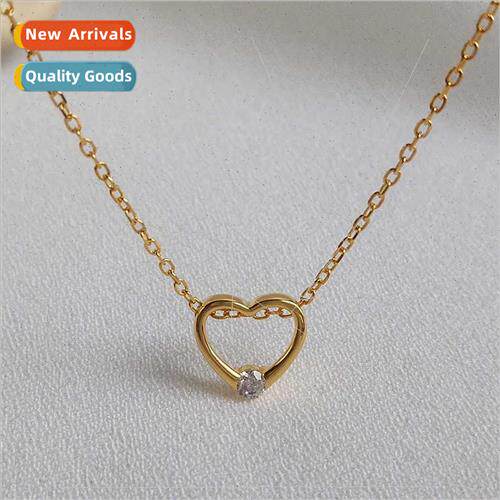 925 silver Heart Necklace Women ins Zirconia Hollowed Out Lo