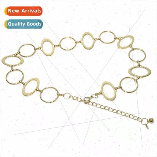 Korea new women oval metal decorative waist chain versatile