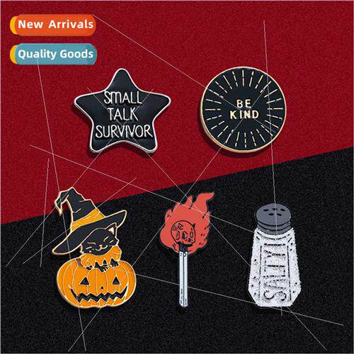 cartoon personaly Halloween BE KIND pumpkin match brooch chi