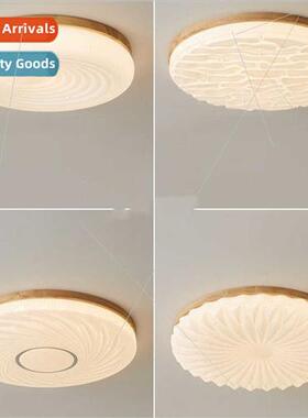 Bedroom light Scandinavian creative pleated round log ceilin