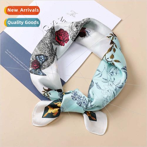 2022 spring summer new simulation silk scarf women headscarf