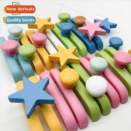 Colorful children room wood pull cartoon pentagram solid woo