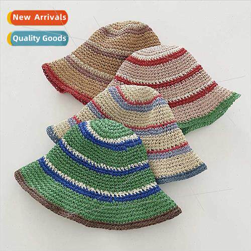 Hat female Korean  trip leisure large brim striped straw sun