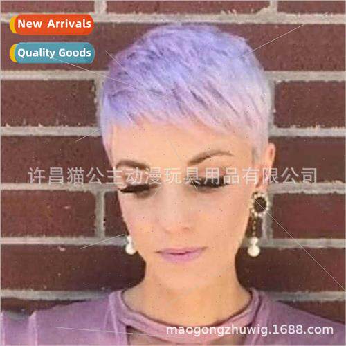 Europe fashion purple wig ladies short hair set hair wig