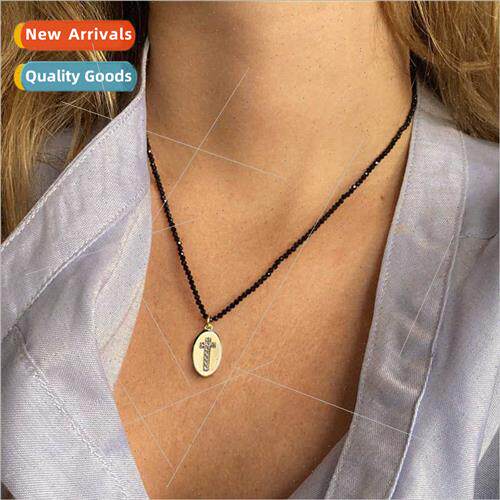 Europe niche jewelry black crystal beaded necklace does not