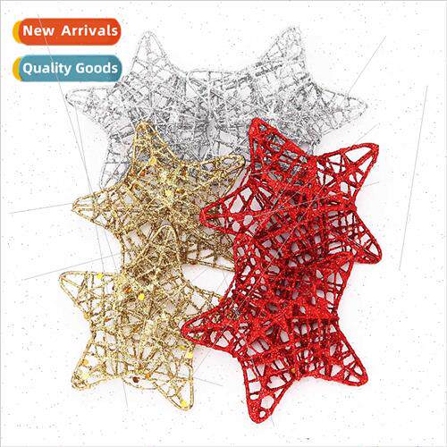 Christmas decorations 8.5cm gold dust iron wire pentagram go