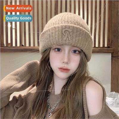 Solid color soft sticky knted cap girls winter thickened war