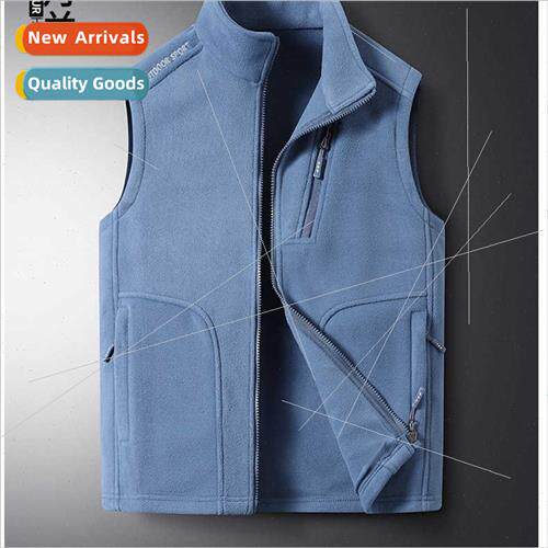 Fleece vest fall winter men lambswool warm solid color versa