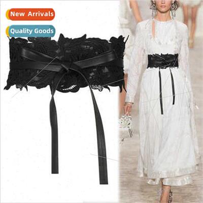 Lace Wide Waistband Tie women Belt Skirt Sweater Coat Vintag