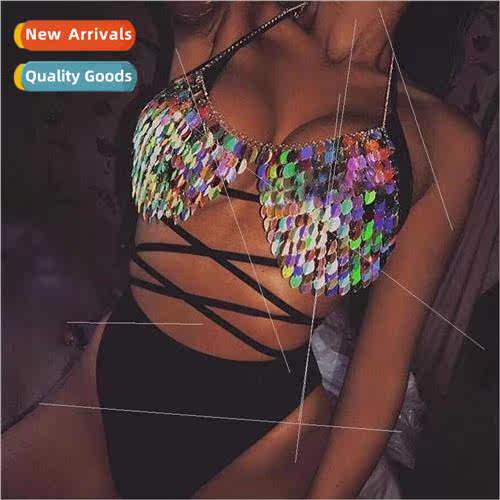 Europe Sexy Backless Neck Wrap Acrylic Leaf Beach Bikini Bod