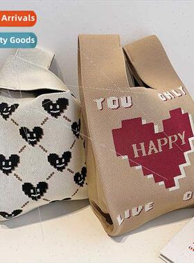 Spring Summer New  Vest Bag Vest Bag Knted Handbag Tote Love