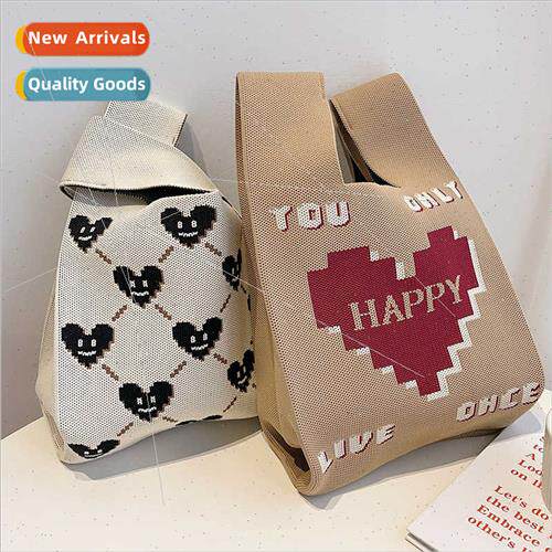 Spring Summer New  Vest Bag Vest Bag Knted Handbag Tote Love