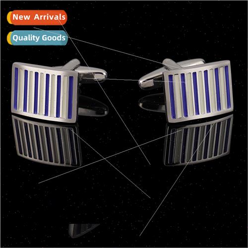 and versatile French shirt striped cufflinks men blue oil dr
