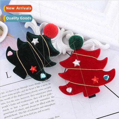 New Christmas red green e hair clips children holiday cute C