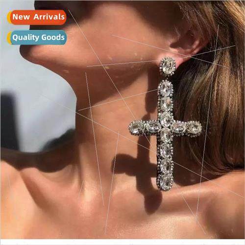 Europe fashion alloy inlaid colorful diamond cross-shaped lo