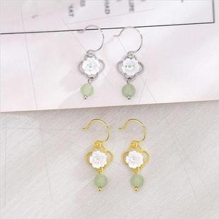 earrings hollow field flowers clover zircon leaf Whe four
