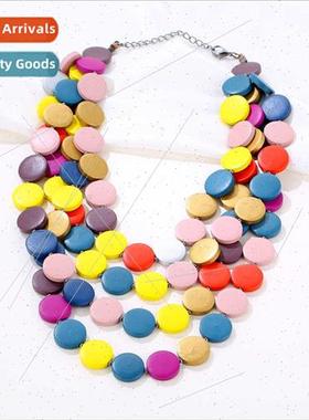 Fashion Retro Colorful Beaded Necklace Europe Macaron Handma