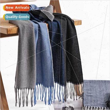 Checkered color blocking men imation cashmere scarf winter f