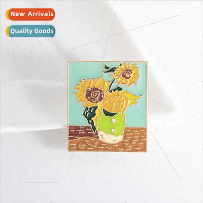 creative brooches individual fashion cartoon Van Gogh sunflo